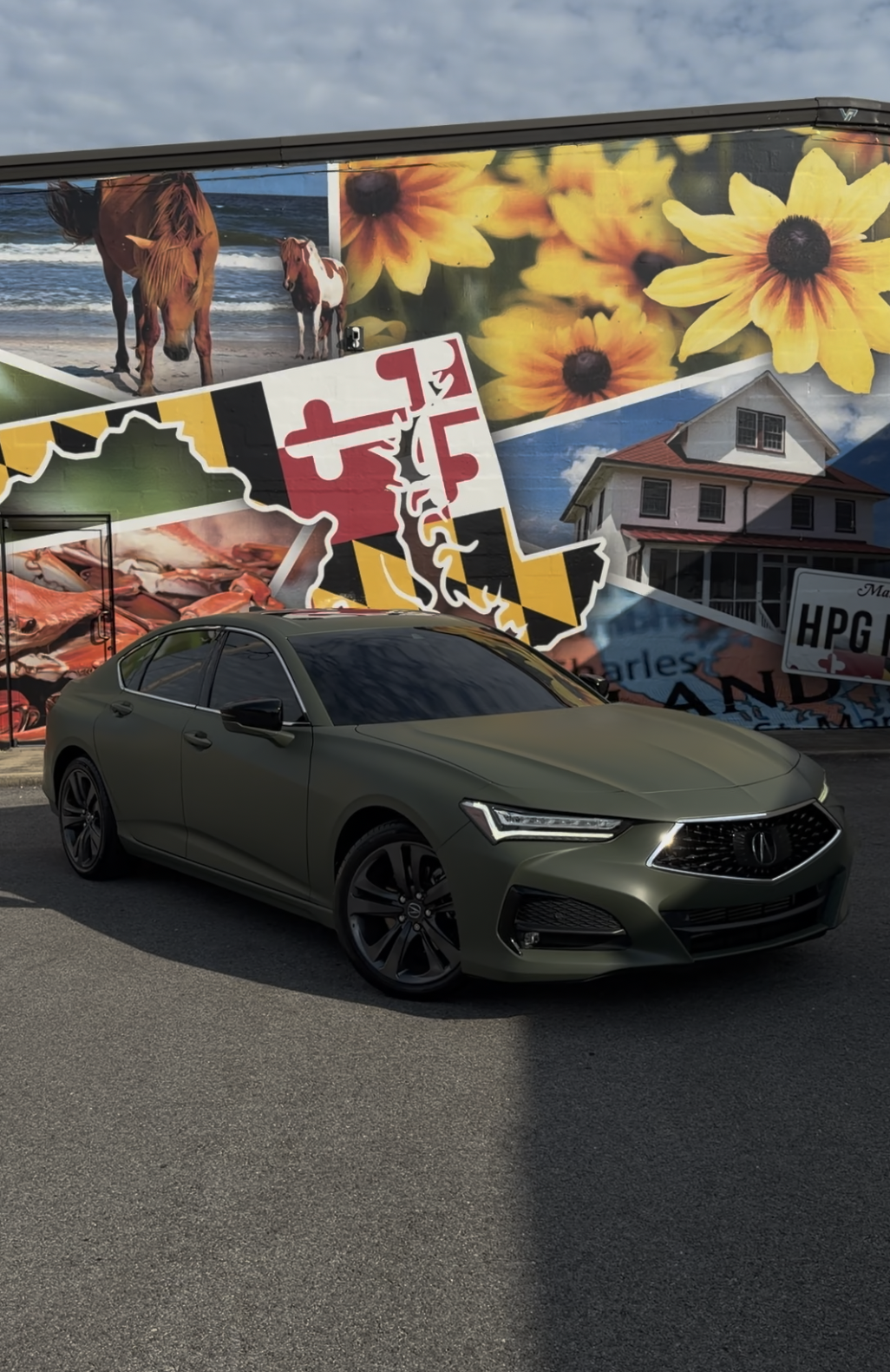 Matte green Acura TLX window tint, Waldorf MD