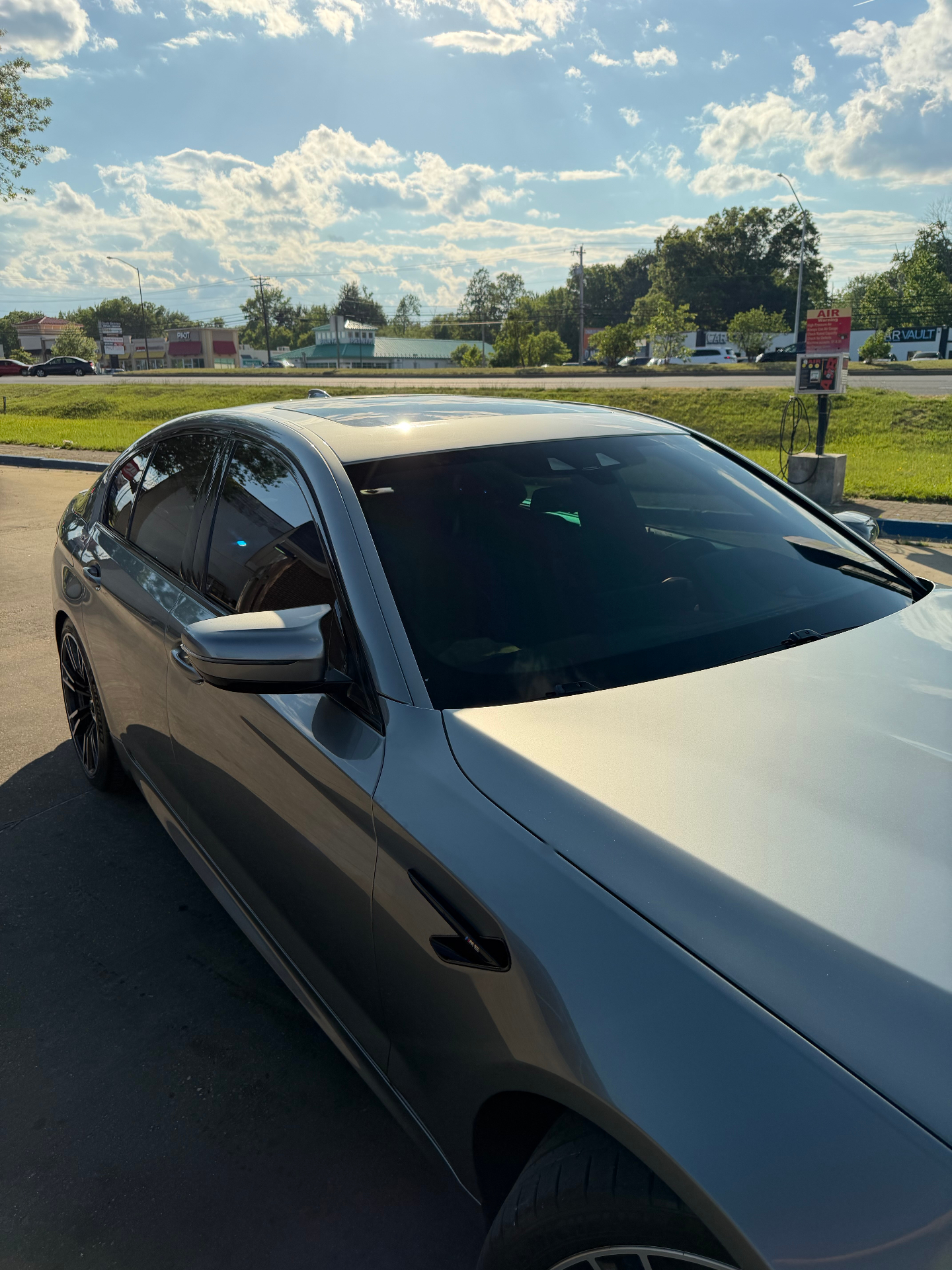 BMW M5 tinted window detail by Wrapped by Jordy