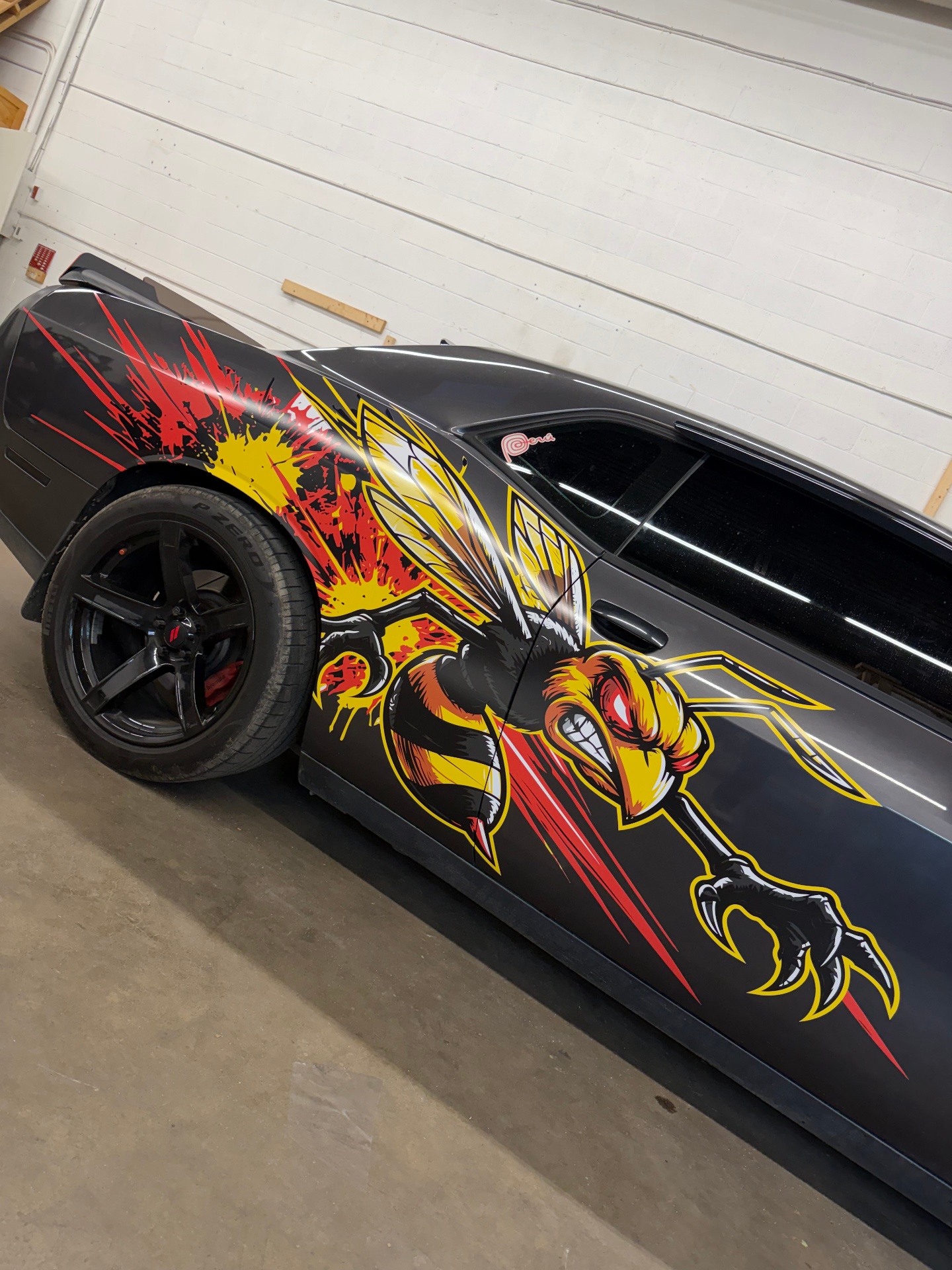Dodge Challenger Super Bee partial wrap and window tinting in Waldorf, MD